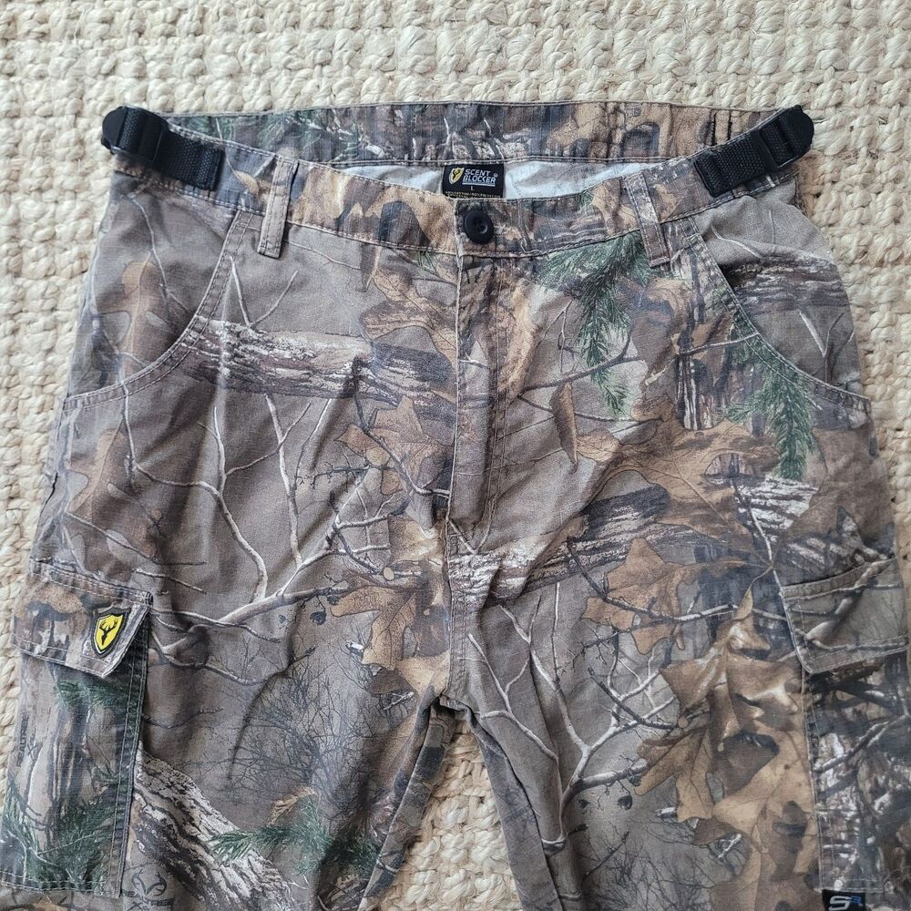 Scent Blocker S3 Camo Cargo Pants Large Realtree Ripstop Adjustable Waist Cuffs